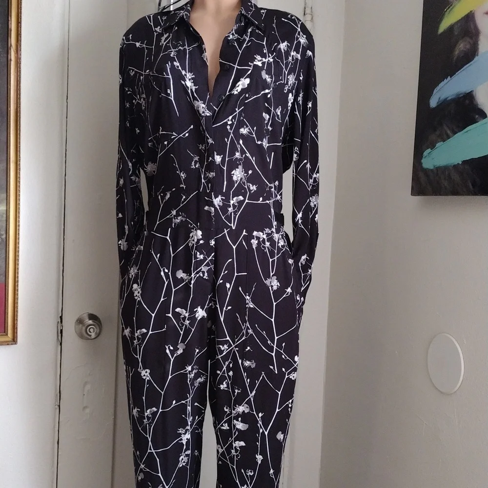 Rag And Bone  Black and White  Floral Jumpsuit 10